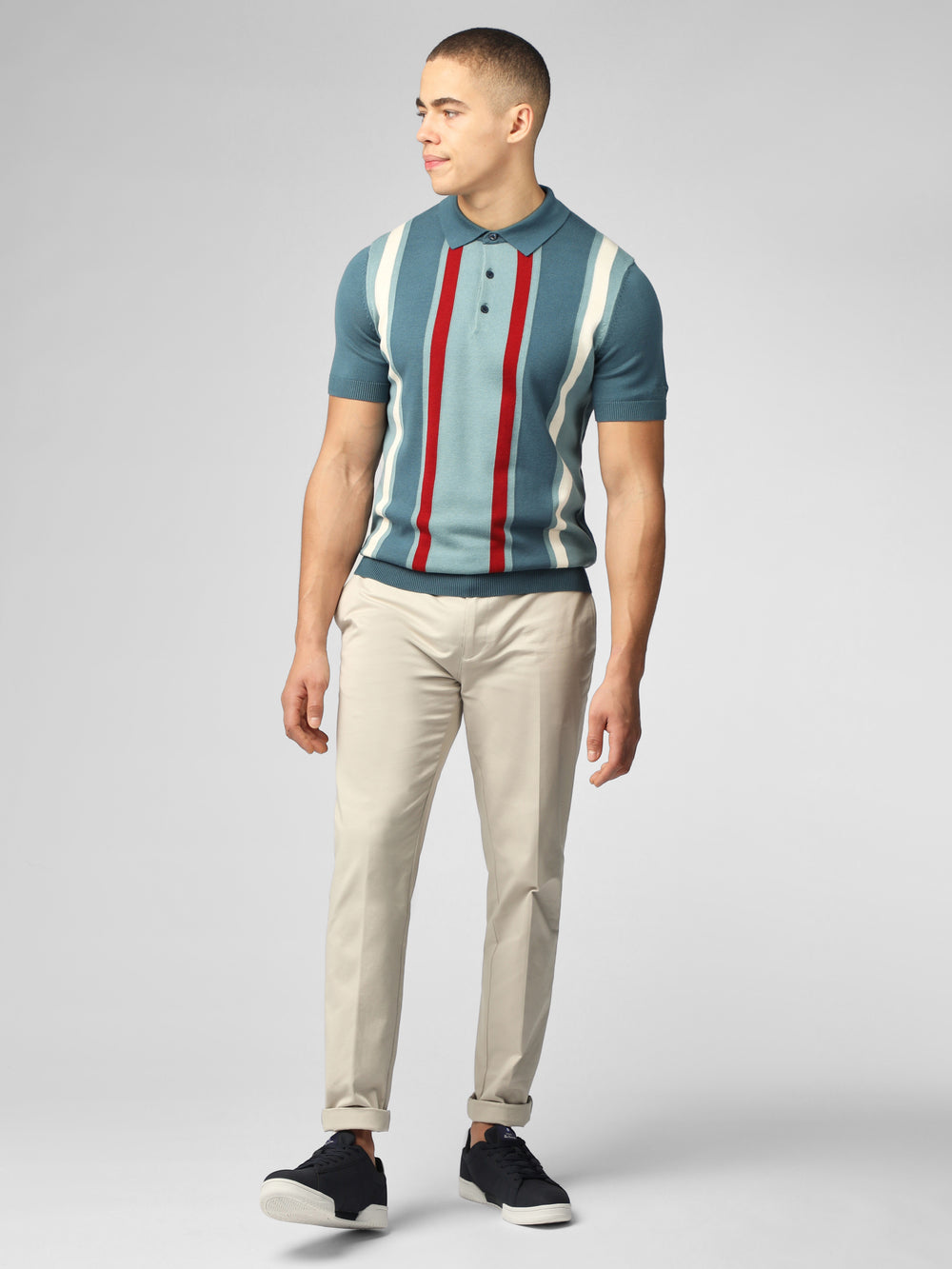 Knitwear Ben Sherman Signature Vertical Stripe Polo Turquoise | VXB-30808728